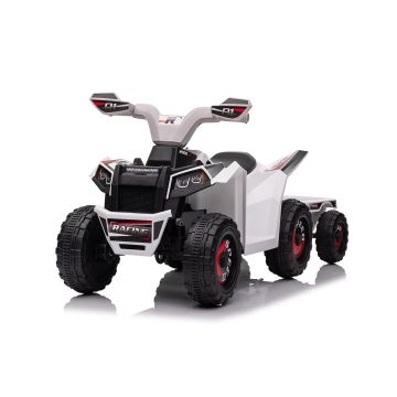 Beast Electric Ride-on Quad with Trailer 6V white